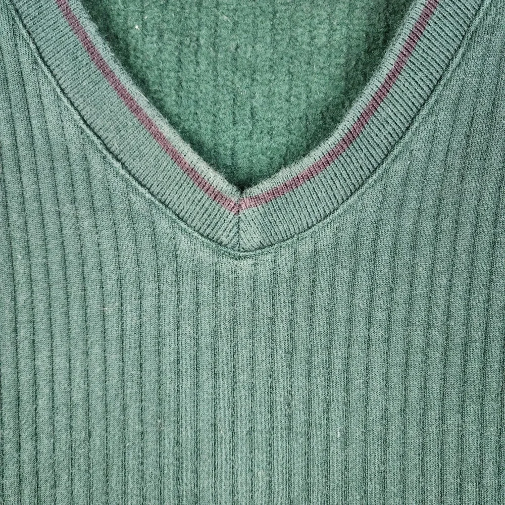 Polo Golf Ralph Lauren Sweater Vest Mens L Green Ribbed V-Neck Fleece Crest Logo